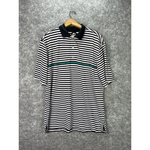 FootJoy Polo Shirt Mens Large Blue White Stripe Stretch Golf Colonial